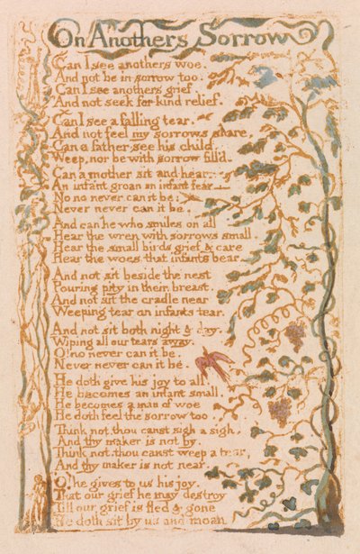 On Anothers Sorrow, placa 24 de Canciones de Inocencia, 1789 de William Blake